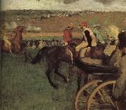 Edgar Degas amateurish caballero on horse-race ground oil